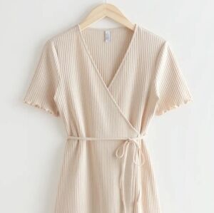 & Other Stories Cream Ribbed Wrap Robe
